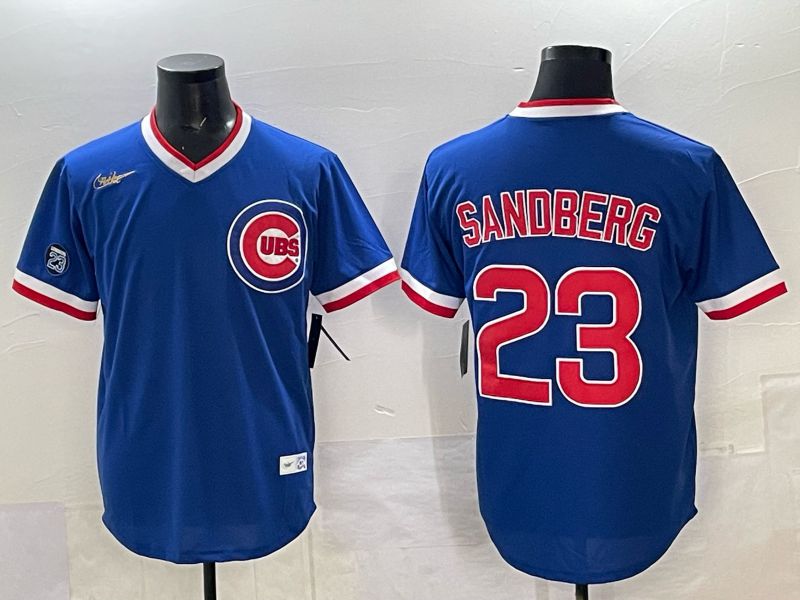 Men 2025 Chicago Cubs #23 Sandberg Blue Throwback Nike 2025 MLB Jersey 026->chicago cubs->MLB Jersey